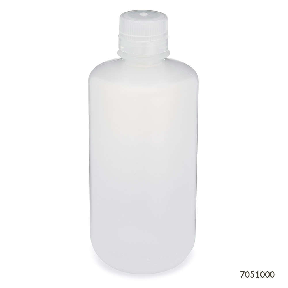 Globe Scientific Bottle, Narrow Mouth, PP Bottle, Attached PP Screw Cap, 1000mL, 6/Pack Image